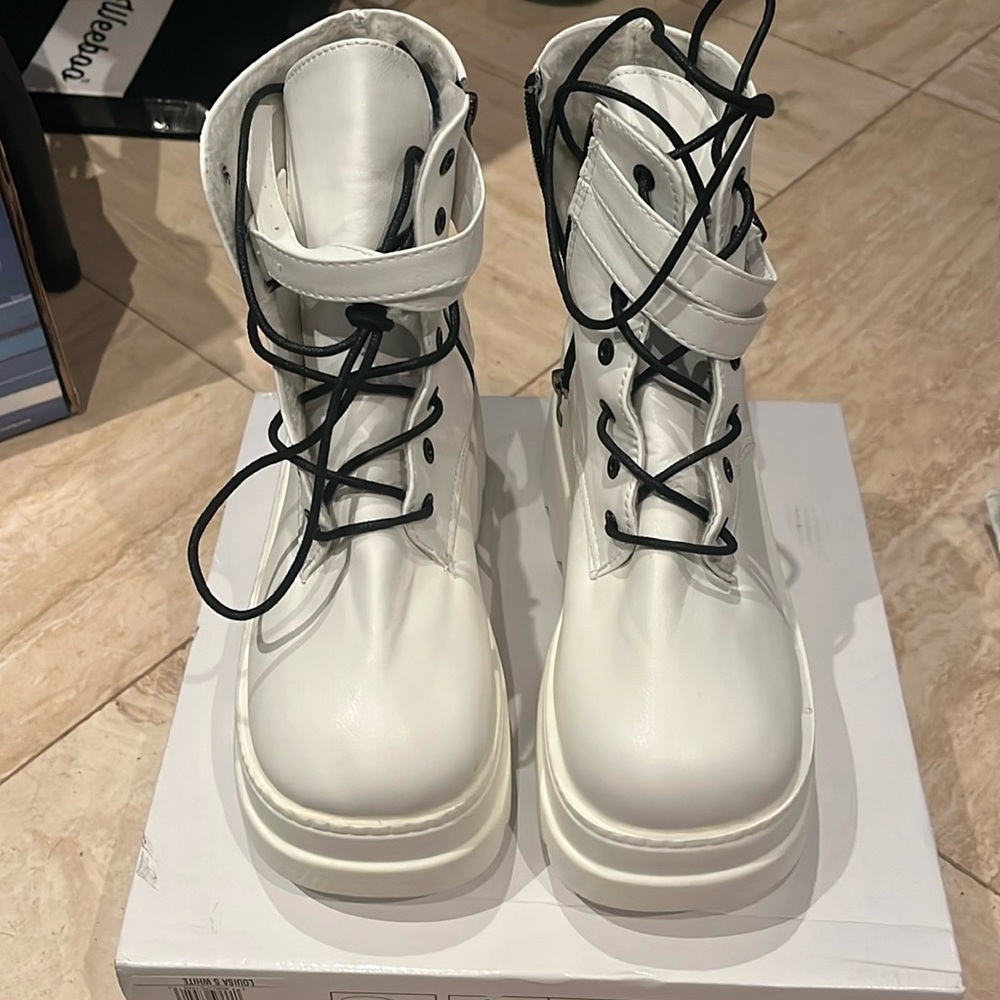 white platform boots